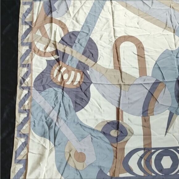 Silk Ginnie Johansen 80s Abstract Silk Scarf Musical 39" x 39" - Picture 4 of 7
